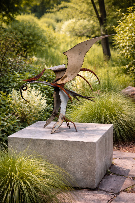 Métamorphose Aérienne — Sculpture en fer recyclé EcoFusion Art